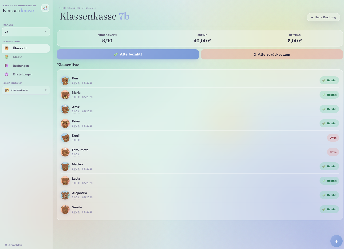 Klassenkasse Desktop