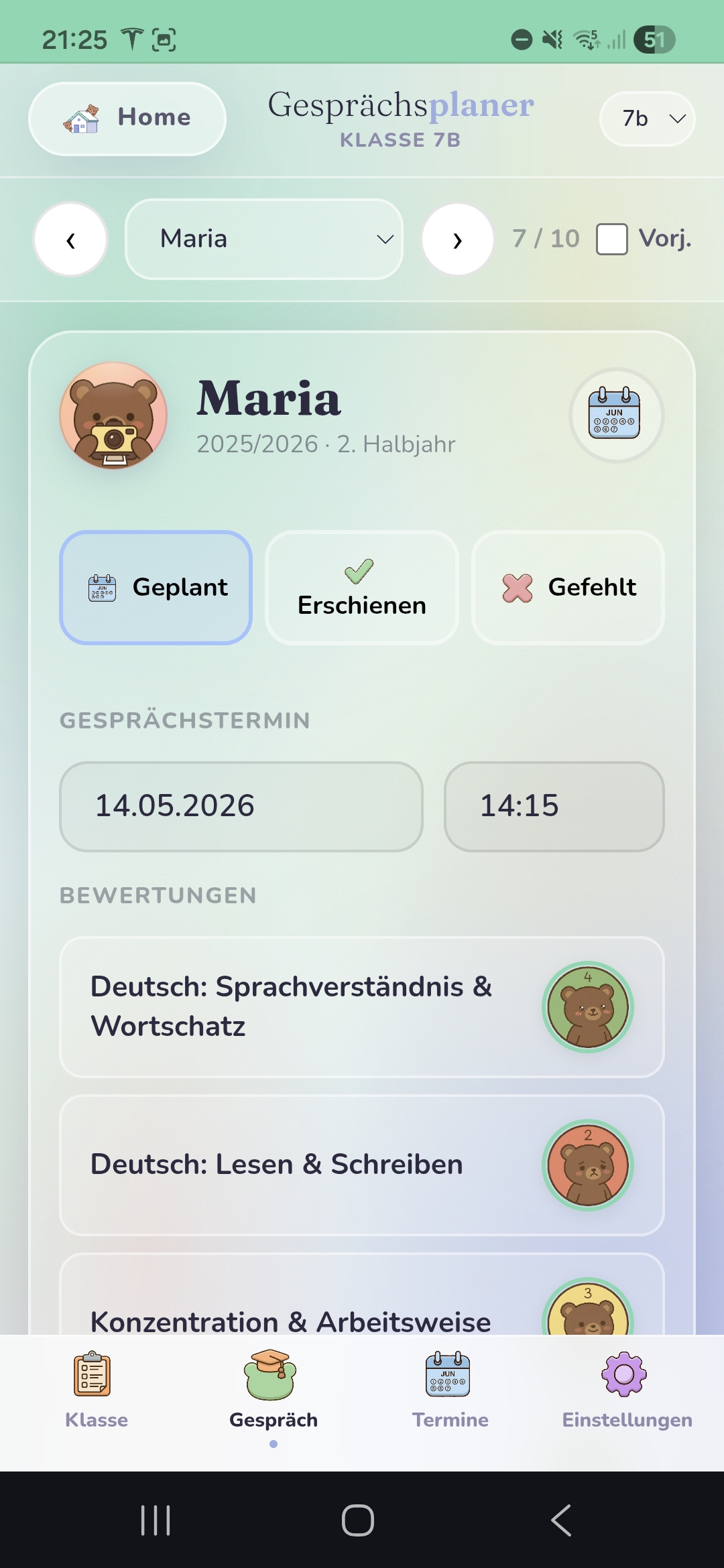 Gesprächsplaner Screenshot