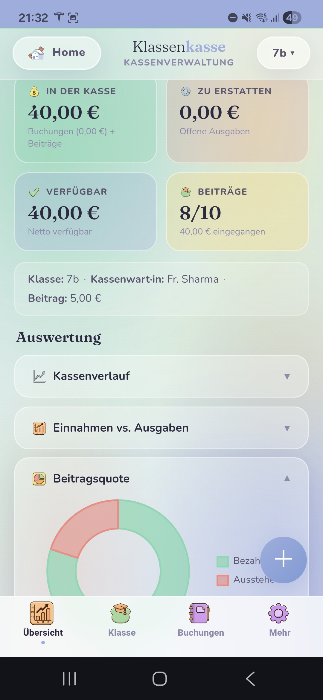 Klassenkasse Screenshot